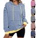 Women's Casual Striped Hooded Sweatshirt Oversized Streetwear Pullover Cotton Blend Long Sleeve Loose Fit Fall Winter Fashion_ecoleips.com