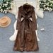 French Vintage Belted Trench Coat – Elegant Lapel & Waist-Tie Long Sleeve Coat For Women (Black/Coffee)_ecoleips.com