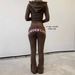 Women's Clothing Women's Casual Slim Fit Trousers European American Style Color Block Waistband Patchwork Flared Sweatshirt Hot Girl Pants_ecoleips.com