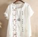 2025 Summer New T Shirt Women's Ins Trendy Korean Style Fashion Embroidery Cotton And Linen Short Sleeve Tops Women's Shirt_ecoleips.com
