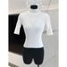 Elegant Turtleneck Slim Fit Pullover Knit Sweater Dongdaemun Style Short Sleeves Pure Alluring Women's Sweater in Stock_ecoleips.com