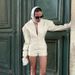 Women's Elegant Fashion Two Piece Set V Neck Long Sleeved Fitted Top And Shorts High End Spring Autumn Commuter Suit_ecoleips.com