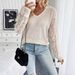 European American Cross-border 2026 Autumn And Winter New Elegant Women's Solid Color V-neck Lace Splicing Long-sleeve_ecoleips.com