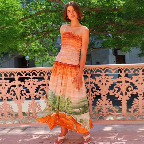 foreign Trade Women's Clothing Independent Store Summer Sexy Strapless Backless Fashion Gradient Color Pleated_ecoleips.com