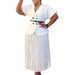 Women's Stylish European American Style Short Sleeved Top And Pleated Skirt Set Polka Dot Suit Collar_ecoleips.com