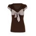 AD359 Cross-Border Foreign Trade Summer New Fashion Sexy Slim-Fit Bowknot Color-Block Versatile Women's T-Shirt_ecoleips.com