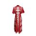 Women's Clothing Red Collar Loose Swing Floral Dress_ecoleips.com
