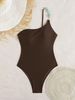 New 2026 One Shoulder One Piece Swimsuit Backless Bikini Solid Color European American Style Cross Border Women's Swimwear_ecoleips.com