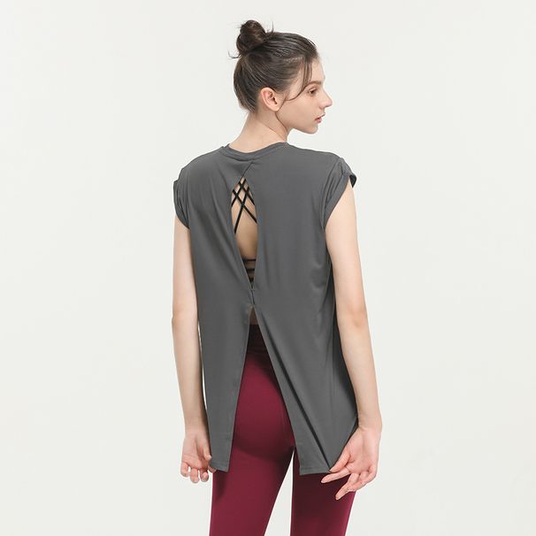 Women’s Clothing Short Sleeved Quick Drying Sportswear T Shirts Fashionable Yoga Clothes Back Tops Running And Jumping Sweat Inducing Fitness Clothes_ecoleips.com