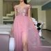 Women's Clothing Elegant Sleeveless Slit Sequin Evening Gown With Sheer Tulle Skirt - V-Neck Princess Dress For Prom, Party & Special Occasions_ecoleips.com