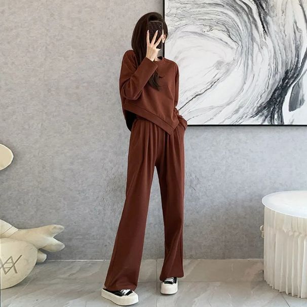 Women's Clothing New Leisure Temperament Fashion Suit Lazy Style Retro Loose Slim Sweater Sweatpants Two Piece Suit Female Trend_ecoleips.com