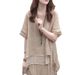 Women's Clothing Retro Style Women's Cotton Linen Two Piece Suit Slimming Design Relaxed Fit Summer For Formal & Casual For Women_ecoleips.com