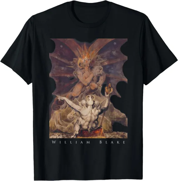 Women's T-Shirts William Blake - Number Of The Beast Is 666 Art Satan Mystic T-Shirt_ecoleips.com