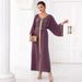 New Spinach Root Color Hand Sewn Diamond Women's Wear New Sleeve Dress_ecoleips.com