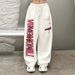 Women's Clothing Spring And Autumn Wide Leg Sweatpants For Women Hip Hop Print White Jazz Dance Sports Drawstring Trousers_ecoleips.com