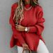 Casual Semi-Turtleneck, Simple Long Sleeves, Chunky Needles, Hand Ties, Side Slit Knitted Sweaters, Blouses_ecoleips.com