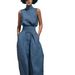 Voya 2026 Women's European American Spring New Style Solid Color Elegant Women's Simple Cotton-Linen Blend Sleeveless Top And Union Suit_ecoleips.com