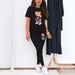 Women's Clothing Spandex Short Sleeve Casual Set, Cute Bear Print Lounge Two-Piece Outfit, Comfy Daily Wear Pajamas_ecoleips.com