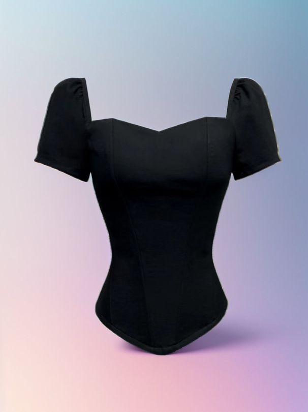 Aria Basics Aria Basics European And American Street Style French Short Sleeve Fishbone Waist Cincher Chest Pad Tube Off-Shoulder Slim Fit Vest_ecoleips.com