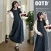 Autumn Winter New Korean Fashion 2-Piece Denim Maternity Dress For Pregnant Women_ecoleips.com