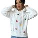 Women's Clothing Stylish 3D Heart Jacquard Hooded Sweater - Soft Acrylic Knit Pullover With Embroidery Detail, Loose Fit Long Sleeve Top For Women_ecoleips.com
