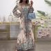 2026 Spring New Women's Clothing Cross-Border European And American Dress Vintage Print Waist-Cinching Long Skirt_ecoleips.com