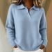 Autumn And Winter Loose And Lazy Wind, Soft And Waxy Women's Lapel Polo Shirt Long Sleeve Button Fur_ecoleips.com