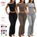 Women's Off Shoulder Short Sleeve T-Shirt And High Waist Yoga Set Casual Comfort Stretchy Lounge Wear_ecoleips.com