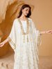 Women's Long Robe Dress Two Piece Set Gold Foil SW013 Muslim Fashion Clothing_ecoleips.com