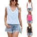 European And American Cross-Border Trade 2026 Chiffon Shirt Sleeveless V-Neck Pleated Ruffle Loose Women's Top_ecoleips.com
