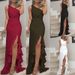 In Stock, New Hot Selling European And American Slit Ruffled Evening Gown Dress OM8875_ecoleips.com