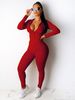Autumn Two Piece Set Women Long Sleeve Hooded Zipper Pocket Sporty Jackets+leggings Matching Sets Workout Stretchy Outfits_ecoleips.com