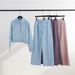 Women's Stand Collar Loose Fleece Lined Yoga Suit Sports Cardigan Scuba Jacket Half Raise Sweatshirt Set_ecoleips.com