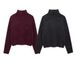 K Women's Fashion High Neck Long Sleeve Knitted Shirt_ecoleips.com