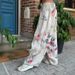 Suitable For All Seasons 2025 Wide-Leg Pants Loose Casual Pocket Red Rose Print Women's Fashion_ecoleips.com