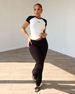 Aria Basics Aria Basics Y6031 New European And American Women's Spring Summer Color Block Sports Dance Fitness Yoga Short Sleeve Long Pants_ecoleips.com