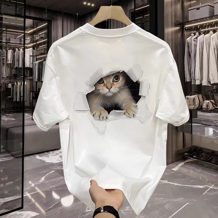 Women's Clothing Cotton T Shirt Short Sleeved Minimalist Design Print Round Neck Trendy Top_ecoleips.com