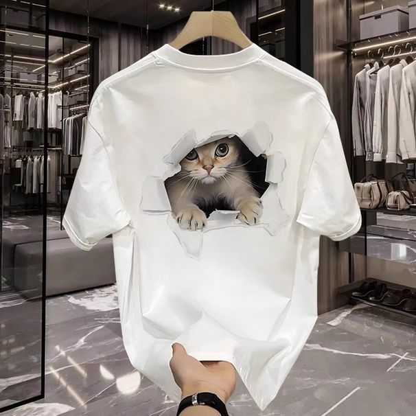 Women's Clothing Cotton T Shirt Short Sleeved Minimalist Design Print Round Neck Trendy Top_ecoleips.com