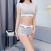 Short Sleeved Women's Cotton Short Sleeved Straight Shoulder Top With Exposed Navel Sexy Slim T Shirt Student Sports Suit Vest Sexy_ecoleips.com