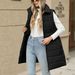 Women's Plus Size Cotton Vest Jacket Autumn/Winter Solid Color Zipper Pocket Mid Length Style Clothing_ecoleips.com