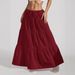 Women's Fashion 2025 New White Elegant Midi With Tie Loose Long Skirt For Women_ecoleips.com