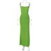 Women's Solid Color Off Shoulder Halter Back Lace Up Side Slit Bodycon Midi Dress – Elegant Summer Gown_ecoleips.com