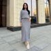 Women's Oversized Knit Sweater Dress – Long Sleeve Round Neck Pullover With Pleated Hem, Stretchy Polyester-Spandex Blend For Loungewear & Casual Chic_ecoleips.com