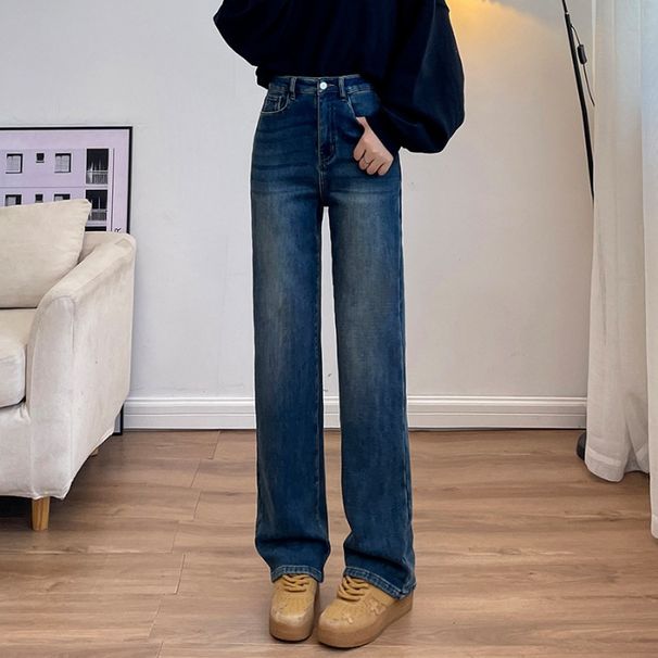 Women's Slim Fit Loose Jeans 2025 High Waist New Slimming Straight Casual Wide Leg Pants_ecoleips.com