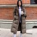 Women's Long Knitted Shawl Down Jacket – Korean Style Thick Loose Fit Winter Coat, Premium White Duck Down Filled Warm Outerwear_ecoleips.com
