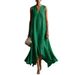 Women's Deep V Neck Sleeveless Asymmetrical Hem Midi Dress – Slim Fit Elegant Summer Gown 2026_ecoleips.com