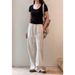 Suitable For All Seasons Si Linen Tencel Wide-Leg For Women Summer Loose Drawstring Casual Straight Long Pants 9056_ecoleips.com