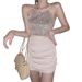 Pure Desire Hot Girl Sexy Outfit's Summer Fashion Internet Celebrity Sequin Camisole Top + High Waist A-line Skirt_ecoleips.com