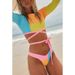 Verve Qiaojia 2025 New High-Waisted Two-Piece Bikini Sexy Swimsuit For Women Color-Block Swimwear_ecoleips.com