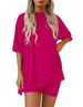 Women's Clothing Women's Loose Two Piece Suit Casual Fashion Solid Color Top And Shorts Set Short Sleeved European American Style Spring Summer_ecoleips.com